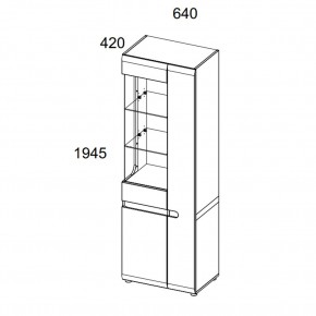 Шкаф с витриной 3D/TYP 01L, LINATE ,цвет белый/сонома трюфель в Лесном - lesnoy.ok-mebel.com | фото 2