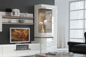 Шкаф с витриной 3D/TYP 01L, LINATE ,цвет белый/сонома трюфель в Лесном - lesnoy.ok-mebel.com | фото 6