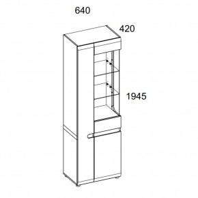 Шкаф с витриной 3D/TYP 01P, LINATE ,цвет белый/сонома трюфель в Лесном - lesnoy.ok-mebel.com | фото 2