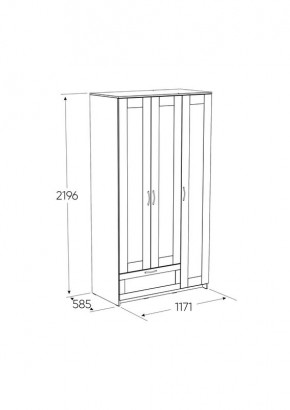 Шкаф СИРИУС трехдверный с одним выдвижным ящиком, цвет Белый в Лесном - lesnoy.ok-mebel.com | фото 2