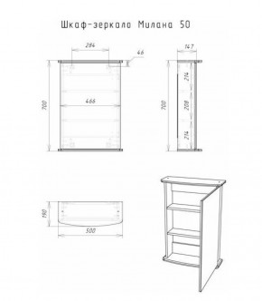 Шкаф-зеркало Милана 50 (левый/правый) Айсберг (DA1062HZ) в Лесном - lesnoy.ok-mebel.com | фото 5