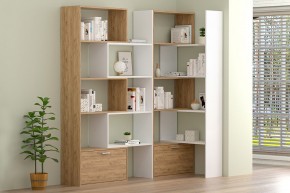 Стеллаж раздвижной (ЛДСП дуб крафт золотой/белый) в Лесном - lesnoy.ok-mebel.com | фото 2