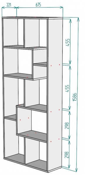 Стеллаж S8 1586х675х221 в Лесном - lesnoy.ok-mebel.com | фото 2