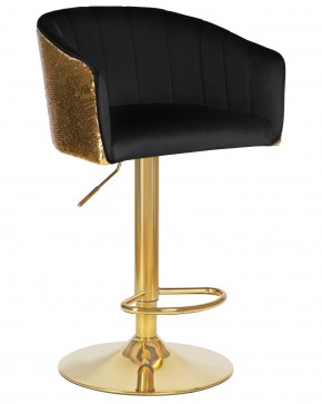 Стул барный DOBRIN DARCY GOLD SHINY, черный велюр с золотыми пайетками в Лесном - lesnoy.ok-mebel.com | фото