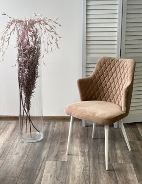 Стул HERMAN 360 град. БЕЖЕВЫЙ #5, велюр / белый каркас М-City в Лесном - lesnoy.ok-mebel.com | фото 3