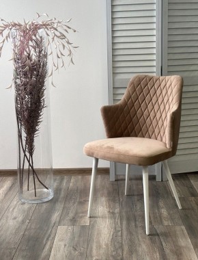 Стул HERMAN 360 град. БЕЖЕВЫЙ #5, велюр / белый каркас М-City в Лесном - lesnoy.ok-mebel.com | фото 4