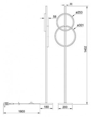 Торшер Arte Lamp Fluido A3913PN-24BK в Лесном - lesnoy.ok-mebel.com | фото 2