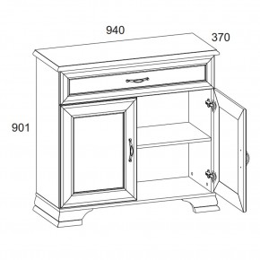 Тумба 2D1S, TIFFANY, цвет вудлайн кремовый в Лесном - lesnoy.ok-mebel.com | фото 3