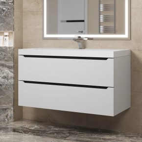 Тумба под раковину Uperwood Tanos 100 см, подвесная, белая/графит в Лесном - lesnoy.ok-mebel.com | фото