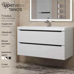 Тумба под раковину Uperwood Tanos 100 см, подвесная, белая/графит в Лесном - lesnoy.ok-mebel.com | фото 3