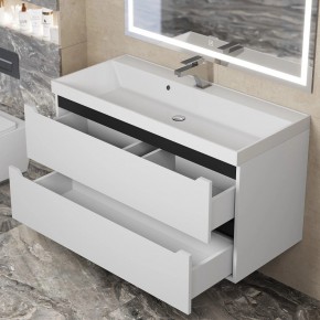 Тумба под раковину Uperwood Tanos 100 см, подвесная, белая/графит в Лесном - lesnoy.ok-mebel.com | фото 9