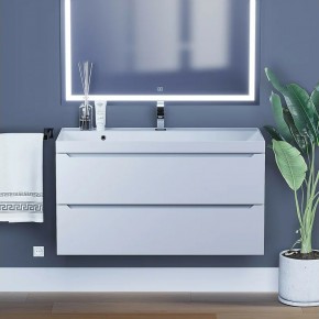 Тумба под раковину Uperwood Tanos 100 см, подвесная, белая матовая в Лесном - lesnoy.ok-mebel.com | фото