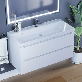 Тумба под раковину Uperwood Tanos 100 см, подвесная, белая матовая в Лесном - lesnoy.ok-mebel.com | фото 10