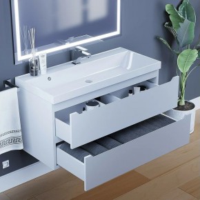Тумба под раковину Uperwood Tanos 100 см, подвесная, белая матовая в Лесном - lesnoy.ok-mebel.com | фото 9