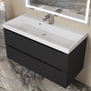 Тумба под раковину Uperwood Tanos 100 см, подвесная, черная матовая в Лесном - lesnoy.ok-mebel.com | фото