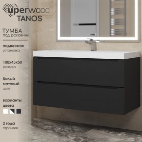 Тумба под раковину Uperwood Tanos 100 см, подвесная, черная матовая в Лесном - lesnoy.ok-mebel.com | фото 3