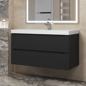 Тумба под раковину Uperwood Tanos 100 см, подвесная, черная матовая в Лесном - lesnoy.ok-mebel.com | фото 8