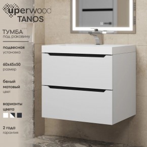 Тумба под раковину Uperwood Tanos 60 см, подвесная, белая/графит в Лесном - lesnoy.ok-mebel.com | фото 3