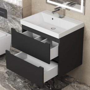 Тумба под раковину Uperwood Tanos 60 см, подвесная, черная матовая в Лесном - lesnoy.ok-mebel.com | фото 2