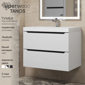 Тумба под раковину Uperwood Tanos 70 см, подвесная, белая/графит в Лесном - lesnoy.ok-mebel.com | фото 3