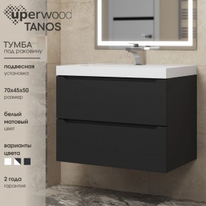 Тумба под раковину Uperwood Tanos 70 см, подвесная, черная матовая в Лесном - lesnoy.ok-mebel.com | фото 3