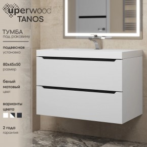 Тумба под раковину Uperwood Tanos 80 см, подвесная, белая/графит в Лесном - lesnoy.ok-mebel.com | фото 3