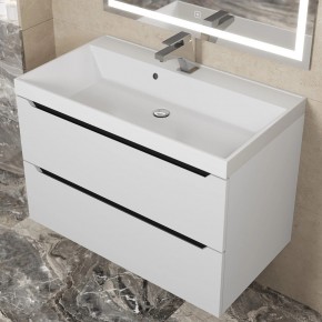 Тумба под раковину Uperwood Tanos 80 см, подвесная, белая/графит в Лесном - lesnoy.ok-mebel.com | фото 8