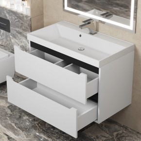 Тумба под раковину Uperwood Tanos 80 см, подвесная, белая/графит в Лесном - lesnoy.ok-mebel.com | фото 9