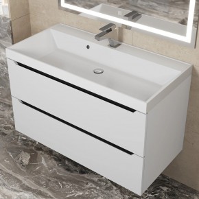 Тумба под раковину Uperwood Tanos 90 см, подвесная, белая/графит в Лесном - lesnoy.ok-mebel.com | фото 9