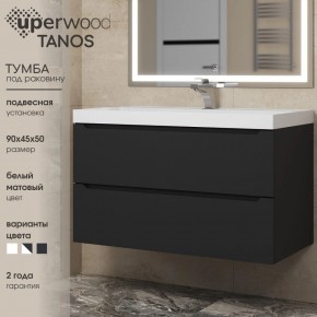 Тумба под раковину Uperwood Tanos 90 см, подвесная, черная матовая в Лесном - lesnoy.ok-mebel.com | фото 3