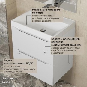 Тумба с раковиной Uperwood Tanos 50 см, подвесная, белая матовая в Лесном - lesnoy.ok-mebel.com | фото 6