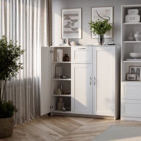 Тумба СИРИУС трехдверная с одним ящиком, цвет белый в Лесном - lesnoy.ok-mebel.com | фото 4