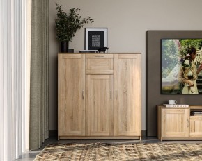 Тумба СИРИУС трехдверная с одним ящиком, цвет Дуб Сонома в Лесном - lesnoy.ok-mebel.com | фото 4