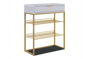 ВЕЛЬВЕТ Обувница (белое дерево/белый матовый/золото) в Лесном - lesnoy.ok-mebel.com | фото